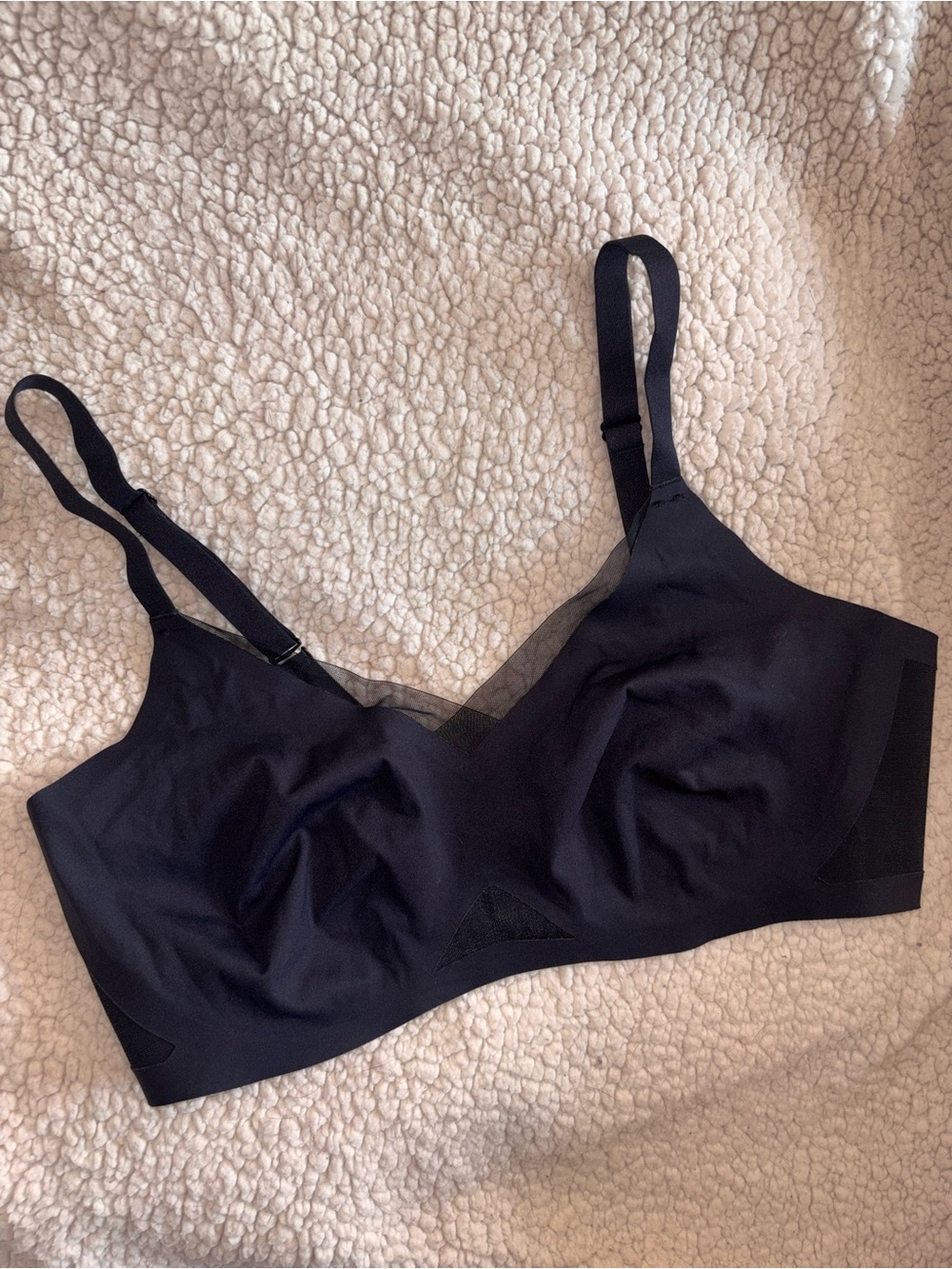 Honeylove CrossOver Wireless Bra Black Mesh LWBR0302 Size Large